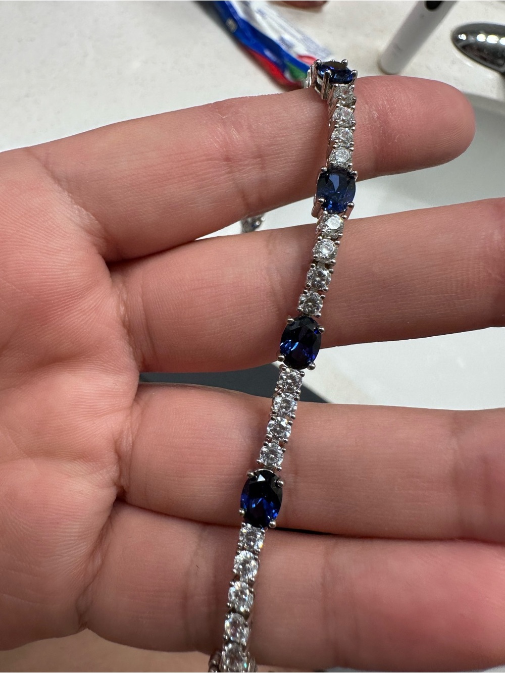 Sapphire Sterling Silver Tennis Bracelet